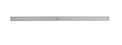 18 In, 5R Steel Rule, 3/4 In  Wide, Flexible, Satin Chrome Finish Tempered Stainless Steel, (1/32, 1/64, 1/10, 1/100)