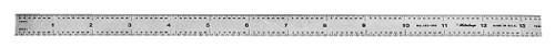 24 In, 600mm Steel Rule, 3/4 In  Wide, Flexible, Satin Chrome Finish Tempered Stainless Steel, (1/32, 1/64, 1mm, 0.5mm)
