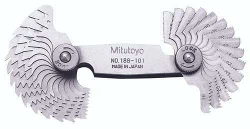 4-42 TPI, 55 Degrees, Screw Pitch Gage Set, 30 Leaves (4, 4.5, 5, 5.5, 6-11, 11.5, 12-16, 18, 20, 22, 24, 26, 27, 28, 30, 32, 34,
36, 38, 40, 42 TPI)