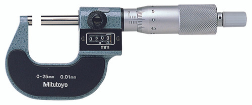 0-25mm, 0.01mm Digit Counter Outside Micrometer, Carbide Tip, Ratchet Stop