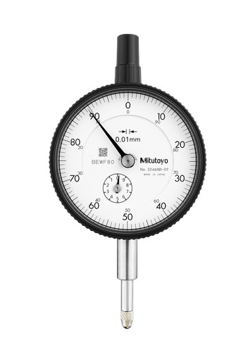0.01mm, 10mm/(1mm per rev) Dial Indicator, 0-100, Flat Back, 8mm stem, Series 2, Shockproof
