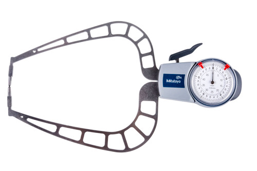 Dial Caliper Gage, 0-50mm range, .05mm graduation, +/-0.05mm accuracy, 167mm max measuring depth, 30mm length Hb, 30mm length Hf, KK measuring contact, Ball 3mm diameter, Chisel R0.5, 430 grams mass