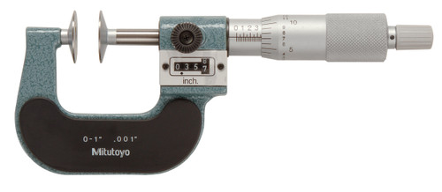 0-1 In, .001 In, Mechanical Counter Disk Micrometer, Ratchet Stop, +/-.0002 inch accuracy, 260 grams mass