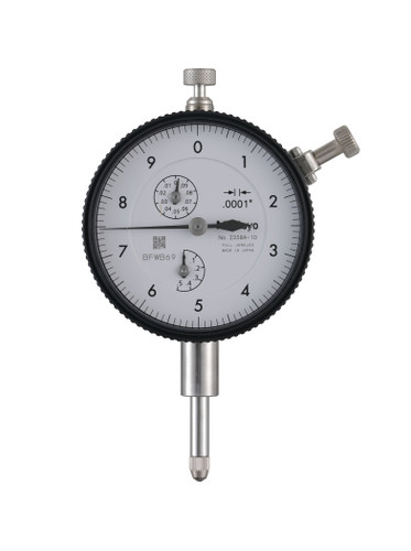 .0001 In, .5 In/(.01 In per rev), Dial Indicator, 0-10, Lug Back, 3/8 In stem, Series 2, Jeweled