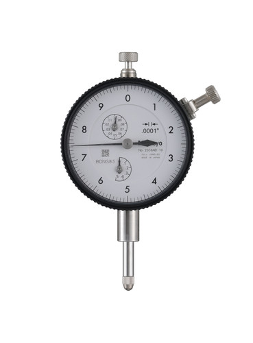 .0001 In, .5 In/(.01 In per rev), Dial Indicator, 0-10, Flat Back, 3/8 In stem, Series 2, Jeweled