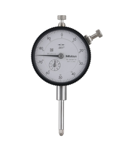 .001 In, 1 In/(.1 In per rev), Dial Indicator, 0-100, Lug Back, 3/8 In stem, Series 2, Jeweled