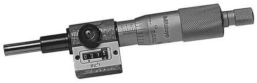 0-1 In, .0001 In, Digit Counter Micrometer Head, .375 In Diameter Plain Stem, Flat Carbide Tipped Spindle Face