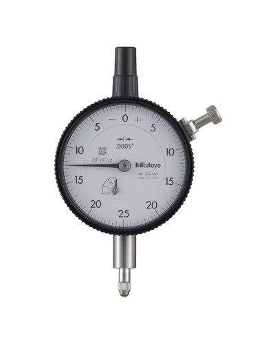 .0005 In, .125 In/(.05 In per rev), Dial Indicator, 0-25-0, Flat Back, 3/8 In stem, Series 2