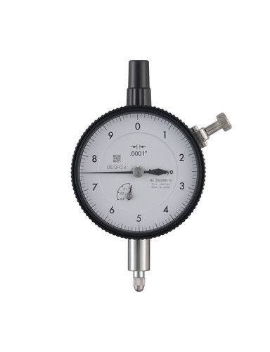 .0001 In, .025 In/(.01 In per rev), Dial Indicator, 0-10, Flat Back, 3/8 In stem, Series 2, Shockproof, Jeweled