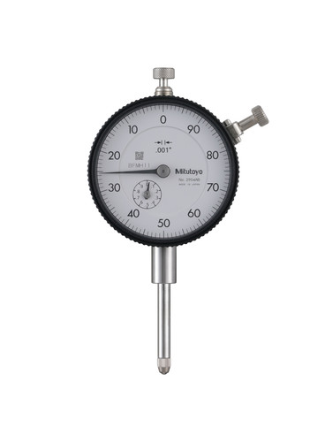 .001 In, 1 In/(.1 In per rev), Dial Indicator, 100-0, Flat Back, 3/8 In stem, Series 2, Reverse Read