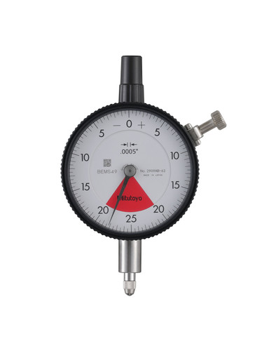 .0005 In, .04 In/.05 In, Dial Indicator,20-0-20, Flat Back, 3/8 In stem, Series 2, Shockproof, Dustproof,
