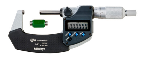 1-2 In/25.4-50.8mm, .00005 In/0.001mm IP65 Digimatic Outside Micrometer, With SPC Data Output, Ratchet Stop, With Standard