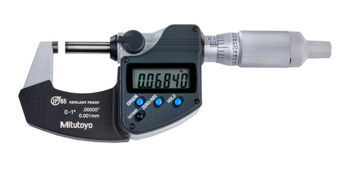 0-1 In/0-25.4mm, .00005 In/0.001mm IP65 Digimatic Outside Micrometer, No Output, Ratchet Thimble