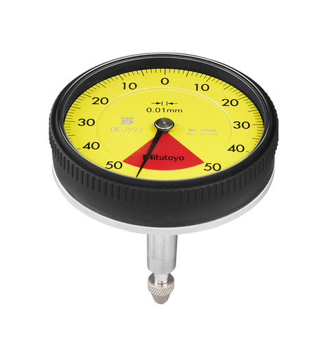 0.01mm,  1mm/1.27mm Back Plunger Dial Indicator, 50-0-50, Series 2, 8mm stem, One Rev, Shockproof