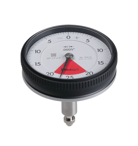 0.0005 In,  .04 In/.05 In Back Plunger Dial Indicator, 20-0-20, Series 2, 3/8 In stem, One Rev, Shockproof