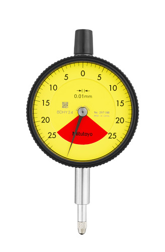 0.01mm, 0.5mm/0.7mm Dial Indicator, 25-0-25, Flat Back, 8mm stem, Series 2, One Rev, Shockproof, Dustproof