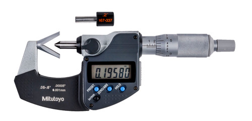 MICROMETER, V-ANVIL, WITH RELIEF, 3-FLUTE, .05-.6 In, .00005 In/0.001MM