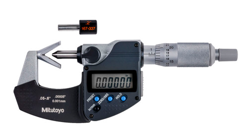 MICROMETER, V-ANVIL, 3-FLUTE, .05-.6 In, .00005 In/0.001MM