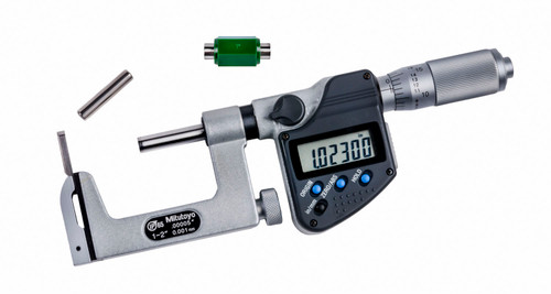 1-2 In/25.4-50.8mm, .00005 In/0.001mm IP65 Uni-Mike Digimatic Interchangeable Anvil Micrometer, With SPC Data Output, Friction Thimble, Flat and Rod Anvils Included, With Standard