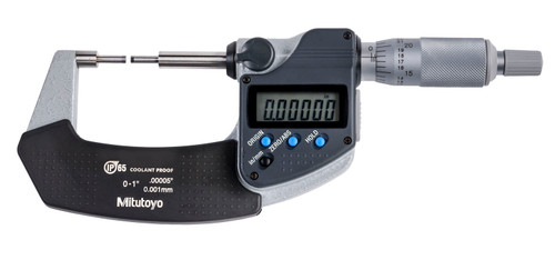 0-1 In/0-25.4mm, .00005 In/0.001mm Digimatic Spline Micrometer, 3mm Diameter Spline, Carbide Steel Tip, With SPC Data Output, Ratchet Stop