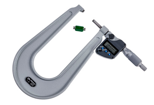 1-2 In/25.4-50.8mm, .00005 In/0.001mm IP65 Digimatic Sheet Metal Micrometer, With SPC Data Output, Ratchet Stop, With Standard