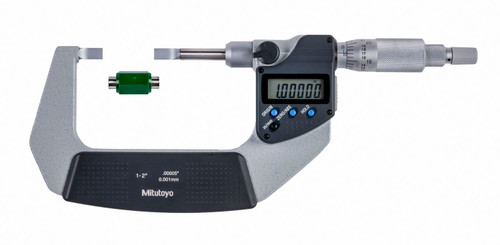 1-2 In/25.4-50.8mm, .00005 In/0.001mm Digimatic Blade Micrometer, .75mm Blade Thickness, Non-Rotating Spindle, With SPC Data Output, Ratchet Stop