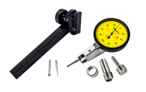 .002mm, .2mm, Dial Test Indicator, Basic Set , 0-100-0, 8/4mm Stems, 2/1/3mm Contact Points, Clamp and Hold Bar, 20.9mm Length, Anti-Magnet, Jeweled Bearing