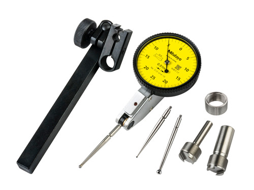 .01mm, .5mm, Dial Test Indicator, Basic Set , 0-25-0, 8/4mm Stems, 2/1/3mm Contact Points, Clamp and Hold Bar, 36.8mm Length, Anti-Magnet, Jeweled Bearing, Long Contact Point, Double Scale