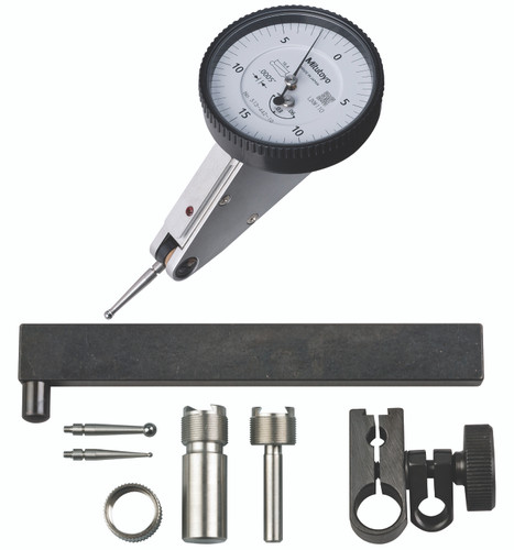 .0005 In, .06 In, Dial Test Indicator, 20 Degree Tilted Face, Full Set, 0-15-0, 3/8 In/.157 In Stems, .079 In/.039 In/.118 In Contact Points, Clamp and Hold Bar, 19.9mm Length, Anti-Magnet, Jeweled Bearing, Rev Counter