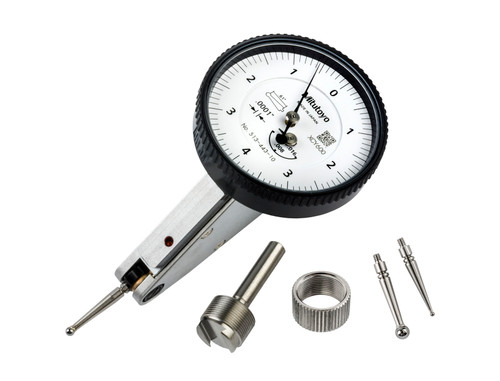 .0001 In, .16 In, Dial Test Indicator, 20 Degree Tilted Face, Basic Set, 0-4-0, 3/8 In Stem, .079 In Contact Point, 15mm Length, Anti-Magnet, Jeweled Bearing, Rev Counter