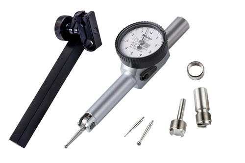 .0001 In, .01 In, Dial Test Indicator, Pocket Type, Full Set, 0-5-0, 3/8 In/.157 In Stems, .079 In/.039 In/.118 In Contact Points, Clamp and Hold Bar, 18.7mm Length,  Jeweled Bearing