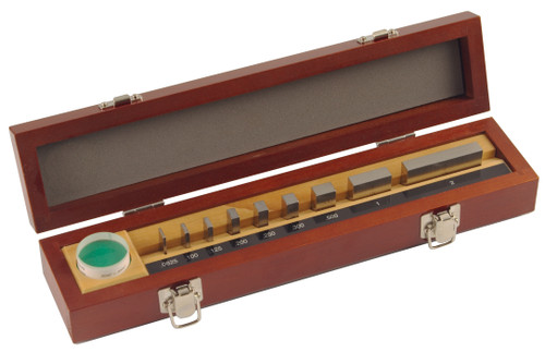 Steel Micrometer Inspection Gage Block Set, Inch, 9 Blocks, with Optical Parallel, ASME Grade 0