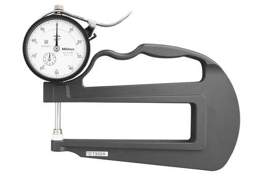 0-1 In, .001 In,  Dial Thickness Gage, Deep throat, Ceramic spindle/ anvil