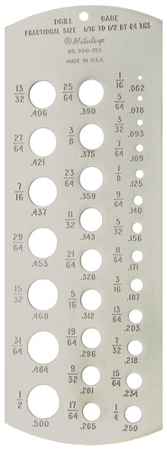 1/16-1/2 In Fractional Drill Gage