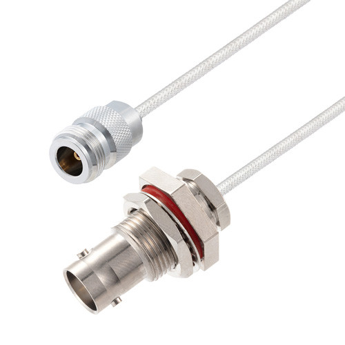 BNC Female Bulkhead to N Female Cable Assembly using LC141TB Coax, 1 FT