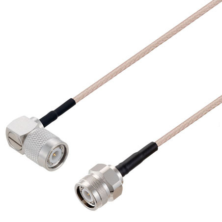 TNC Male Right Angle to TNC Male Cable Assembly using RG316 Coax, 1 FT