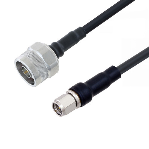 Low Loss N Male to SMA Male Cable Assembly using LMR-200-FR Coax, 1 FT with Times Microwave Components