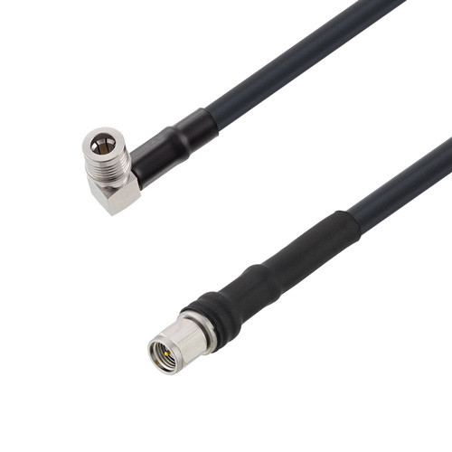 Low Loss QMA Male Right Angle to SMA Male Cable Assembly using LMR-240-DB Coax, 3 FT with Times Microwave Components