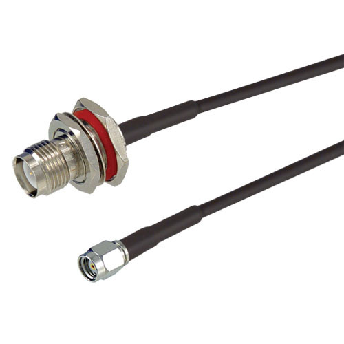 RP-SMA Plug to RP-TNC Jack Bulkhead, Pigtail 19" 100-Series
