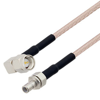 SMA Male Right Angle to SMB Jack Cable Assembly using RG316 Coax, 2 FT with HeatShrink, LF Solder