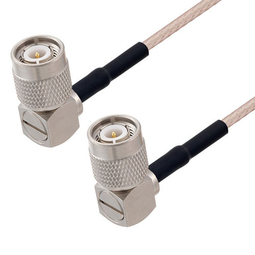 TNC Male Right Angle to TNC Male Right Angle Cable Assembly using RG316-DS Coax, 1 FT with HeatShrink