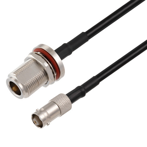 N Female Bulkhead to BNC Female Cable Assembly using RG58 Coax, 2 FT