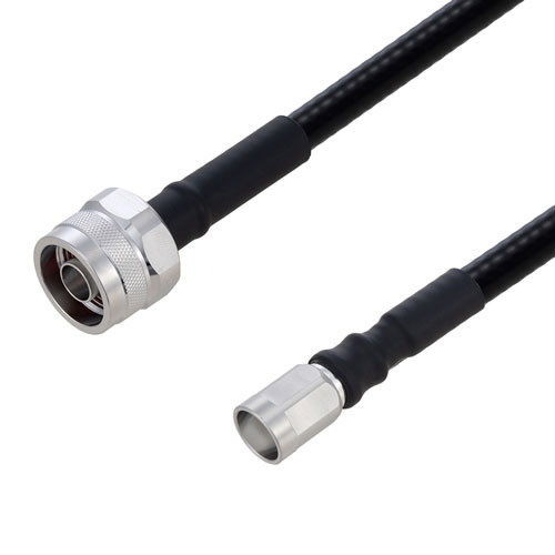 Fire Rated N Male to NEX10 Male Low PIM Cable Using SPF-250 Coax Using Times Microwave Parts 1 Foot