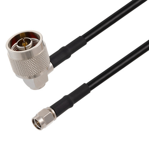 N Male Right Angle to SMA Male Cable Assembly using RG58 Coax, 1 FT