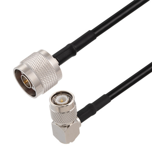 N Male to TNC Male Right Angle Cable Assembly using RG58 Coax, 1.5 FT