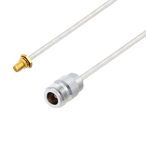 N Female to SMA Female Bulkhead Cable Assembly using LC141TB Coax, 4 FT