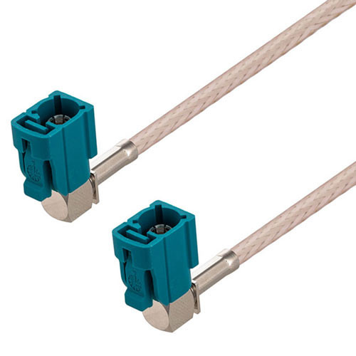 MCX Plug Right Angle to SMB Plug Right Angle Cable Assembly using RG316-DS Coax, 0.5 FT