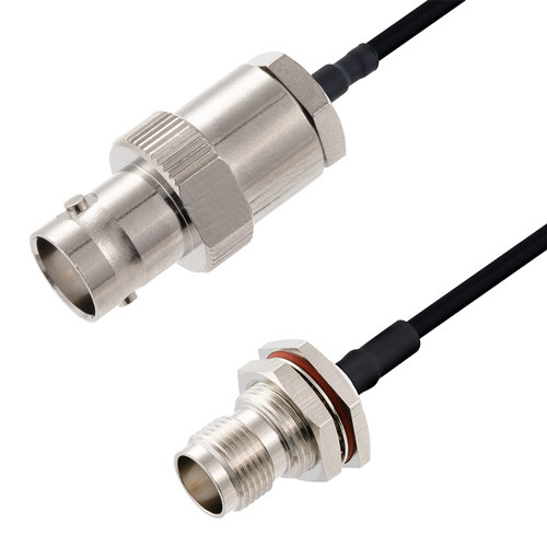 BNC Female to BNC Female Bulkhead Cable Assembly using LC141TBJ Coax, 3 FT