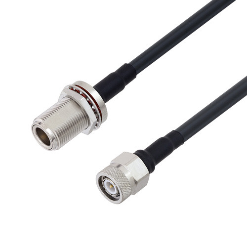 Low Loss N Female Bulkhead to TNC Male Cable Assembly using LMR-240-DB Coax, 1.5 FT with Times Microwave Components