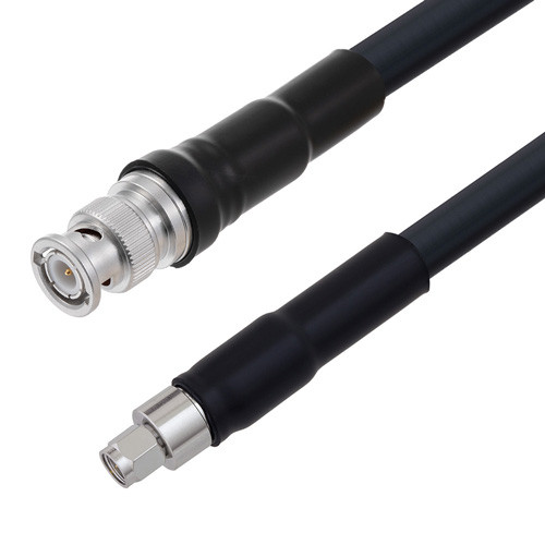 Low Loss BNC Male to SMA Male Cable Assembly using LMR-400 Coax, 1 FT with Times Microwave Components